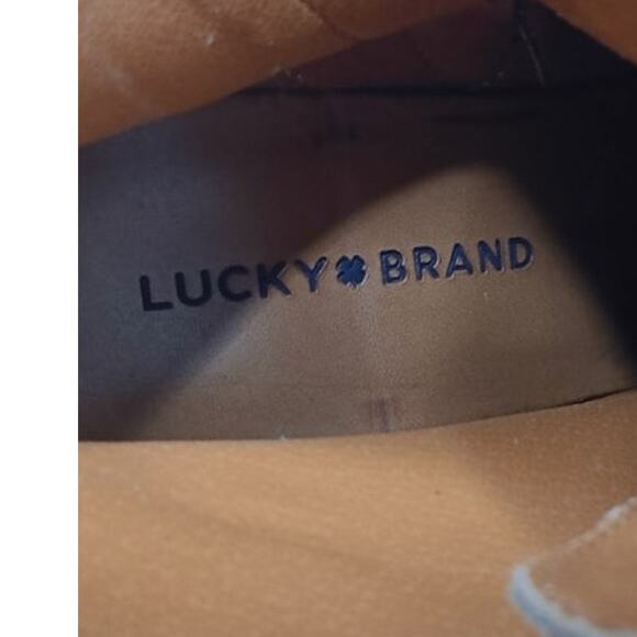 Lucky Brand Wadil Stone Taupe Suede Leather Lace up Combat Ankle Boots Booties - Picture 6 of 11